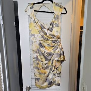 Maggy London Elegant Yellow and Gray Women's Dress In Size 8